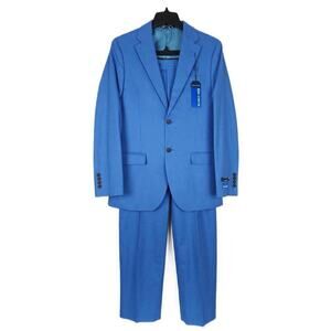 Nautica Modern-Fit Stretch Cotton/Linen Blend 2-Piece Suit Blue 36R 30x32 NWT